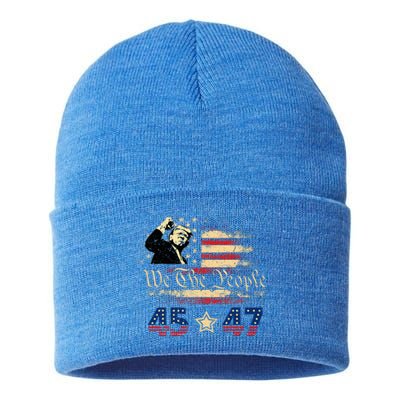 Retro Trump 45 47 Presidential Election Winner Inauguration Sustainable Knit Beanie