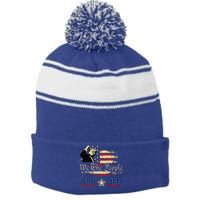 Retro Trump 45 47 Presidential Election Winner Inauguration Stripe Pom Pom Beanie