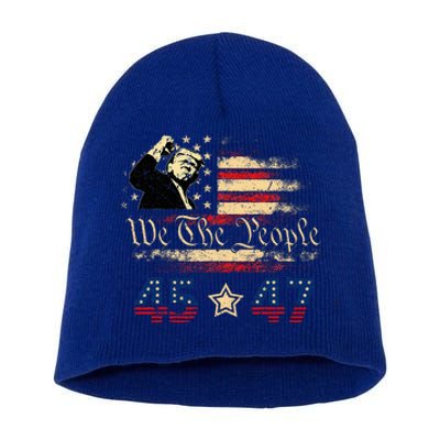 Retro Trump 45 47 Presidential Election Winner Inauguration Short Acrylic Beanie