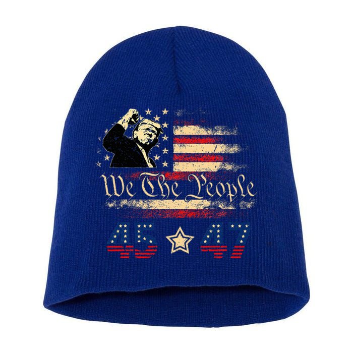 Retro Trump 45 47 Presidential Election Winner Inauguration Short Acrylic Beanie