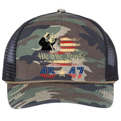 Retro Trump 45 47 Presidential Election Winner Inauguration Retro Rope Trucker Hat Cap