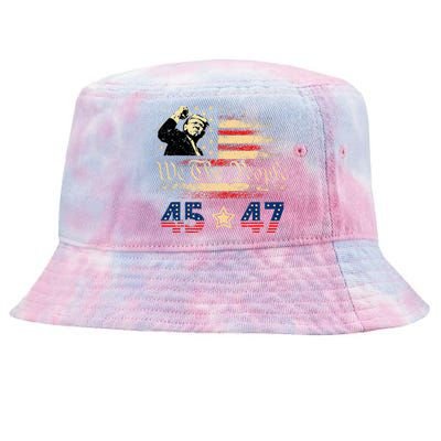 Retro Trump 45 47 Presidential Election Winner Inauguration Tie-Dyed Bucket Hat