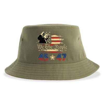 Retro Trump 45 47 Presidential Election Winner Inauguration Sustainable Bucket Hat