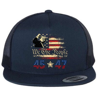 Retro Trump 45 47 Presidential Election Winner Inauguration Flat Bill Trucker Hat