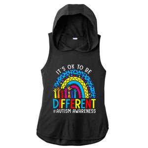 Rainbow Trendy Autism Awareness Tee It's Ok To Be Different Ladies PosiCharge Tri-Blend Wicking Draft Hoodie Tank