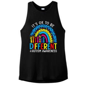 Rainbow Trendy Autism Awareness Tee It's Ok To Be Different Ladies PosiCharge Tri-Blend Wicking Tank