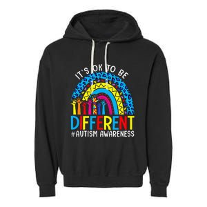 Rainbow Trendy Autism Awareness Tee It's Ok To Be Different Garment-Dyed Fleece Hoodie