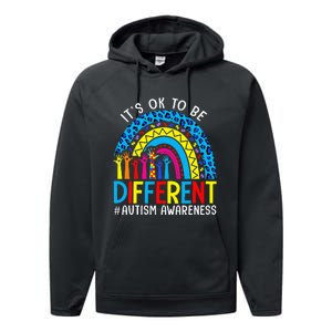 Rainbow Trendy Autism Awareness Tee It's Ok To Be Different Performance Fleece Hoodie