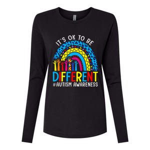 Rainbow Trendy Autism Awareness Tee It's Ok To Be Different Womens Cotton Relaxed Long Sleeve T-Shirt