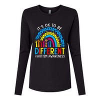 Rainbow Trendy Autism Awareness Tee It's Ok To Be Different Womens Cotton Relaxed Long Sleeve T-Shirt