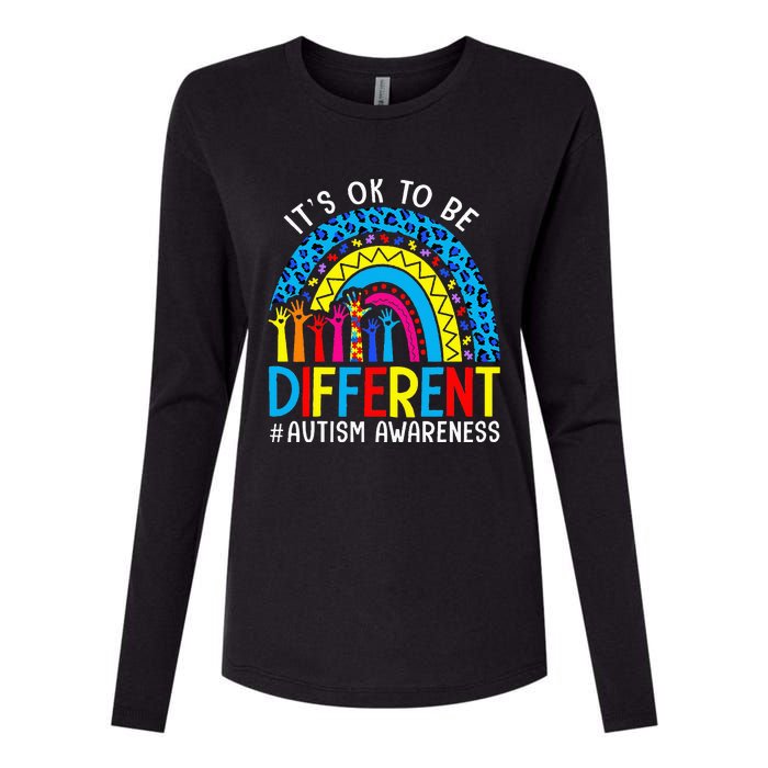 Rainbow Trendy Autism Awareness Tee It's Ok To Be Different Womens Cotton Relaxed Long Sleeve T-Shirt