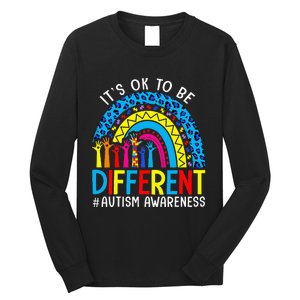 Rainbow Trendy Autism Awareness Tee It's Ok To Be Different Long Sleeve Shirt