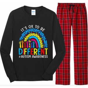 Rainbow Trendy Autism Awareness Tee It's Ok To Be Different Long Sleeve Pajama Set