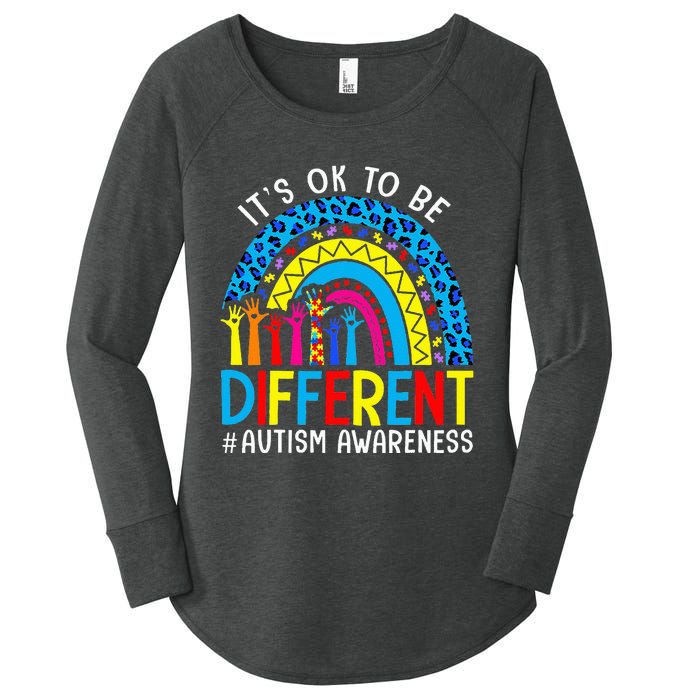 Rainbow Trendy Autism Awareness Tee It's Ok To Be Different Women's Perfect Tri Tunic Long Sleeve Shirt