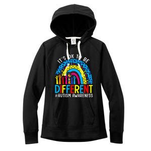 Rainbow Trendy Autism Awareness Tee It's Ok To Be Different Women's Fleece Hoodie