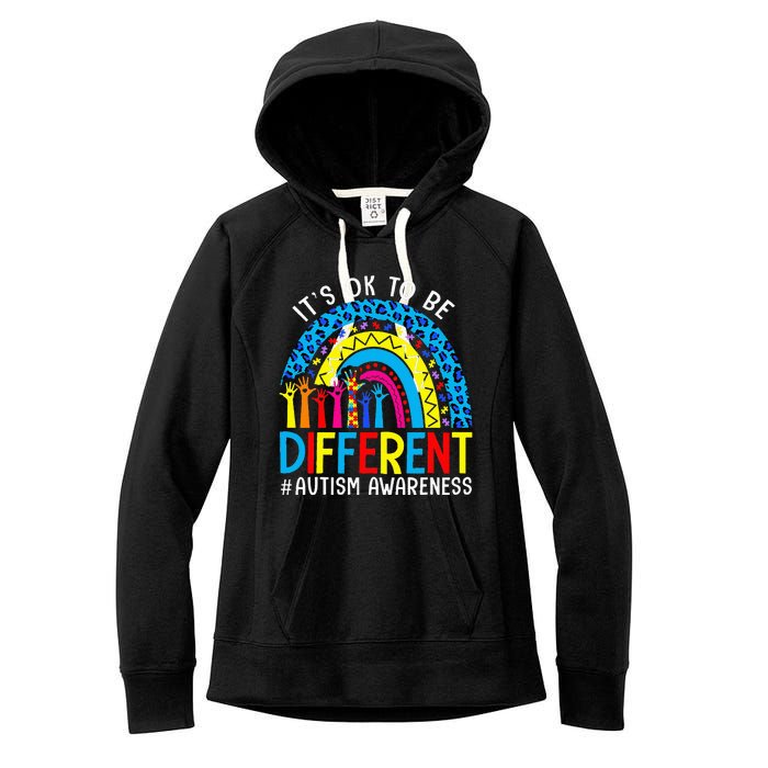 Rainbow Trendy Autism Awareness Tee It's Ok To Be Different Women's Fleece Hoodie