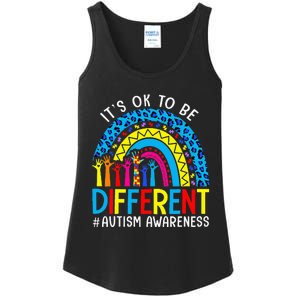 Rainbow Trendy Autism Awareness Tee It's Ok To Be Different Ladies Essential Tank