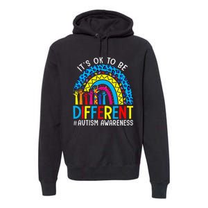 Rainbow Trendy Autism Awareness Tee It's Ok To Be Different Premium Hoodie