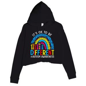 Rainbow Trendy Autism Awareness Tee It's Ok To Be Different Crop Fleece Hoodie