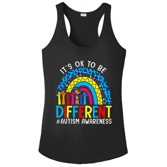 Rainbow Trendy Autism Awareness Tee It's Ok To Be Different Ladies PosiCharge Competitor Racerback Tank