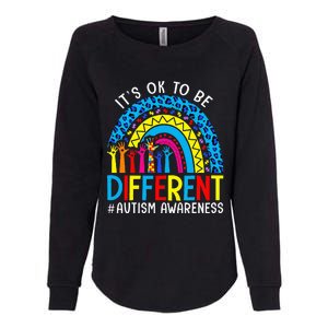 Rainbow Trendy Autism Awareness Tee It's Ok To Be Different Womens California Wash Sweatshirt