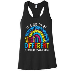 Rainbow Trendy Autism Awareness Tee It's Ok To Be Different Women's Racerback Tank