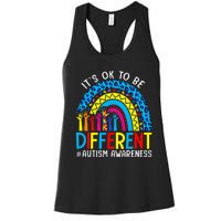 Rainbow Trendy Autism Awareness Tee It's Ok To Be Different Women's Racerback Tank