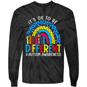 Rainbow Trendy Autism Awareness Tee It's Ok To Be Different Tie-Dye Long Sleeve Shirt