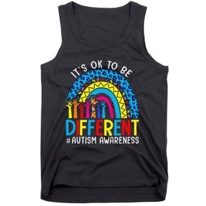 Rainbow Trendy Autism Awareness Tee It's Ok To Be Different Tank Top