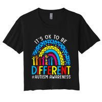 Rainbow Trendy Autism Awareness Tee It's Ok To Be Different Women's Crop Top Tee