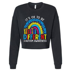 Rainbow Trendy Autism Awareness Tee It's Ok To Be Different Cropped Pullover Crew