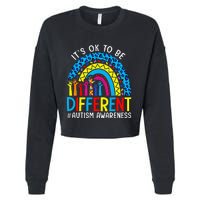 Rainbow Trendy Autism Awareness Tee It's Ok To Be Different Cropped Pullover Crew