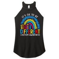 Rainbow Trendy Autism Awareness Tee It's Ok To Be Different Women's Perfect Tri Rocker Tank