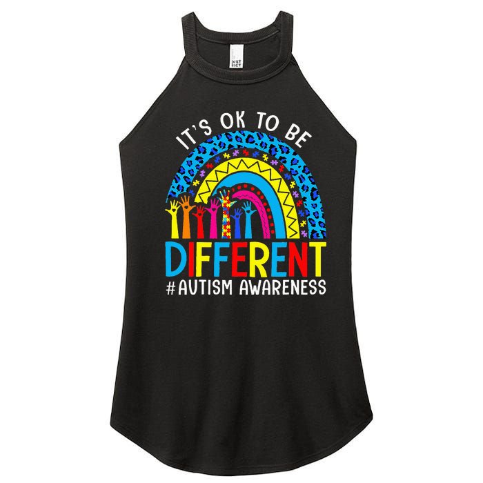 Rainbow Trendy Autism Awareness Tee It's Ok To Be Different Women's Perfect Tri Rocker Tank