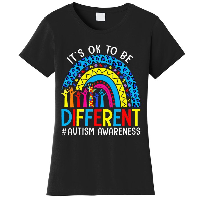 Rainbow Trendy Autism Awareness Tee It's Ok To Be Different Women's T-Shirt