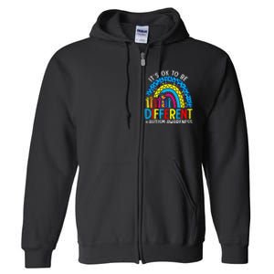 Rainbow Trendy Autism Awareness Tee It's Ok To Be Different Full Zip Hoodie