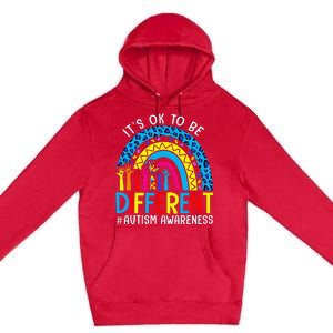 Rainbow Trendy Autism Awareness Tee It's Ok To Be Different Premium Pullover Hoodie