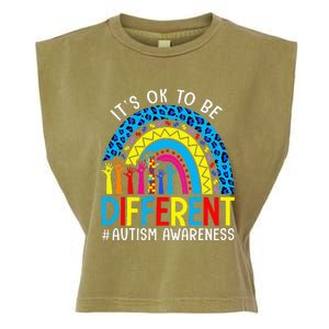 Rainbow Trendy Autism Awareness Tee It's Ok To Be Different Garment-Dyed Women's Muscle Tee