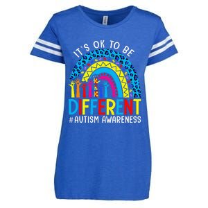 Rainbow Trendy Autism Awareness Tee It's Ok To Be Different Enza Ladies Jersey Football T-Shirt