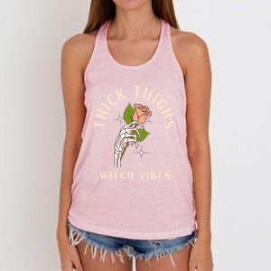 Rose Tattoo Aesthetic Thick Thighs Witch Vibes Skeleton Cool Gift Women's Knotted Racerback Tank