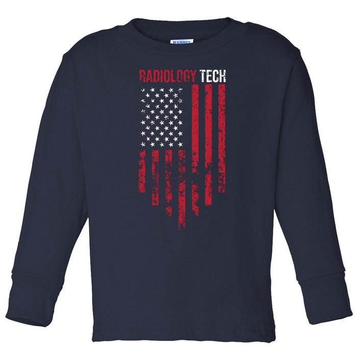 Radiology Tech American Flag Usa Xray Technologist Gift Toddler Long Sleeve Shirt