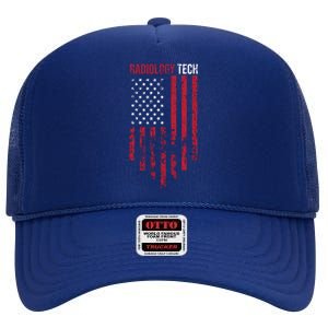 Radiology Tech American Flag Usa Xray Technologist Gift High Crown Mesh Back Trucker Hat