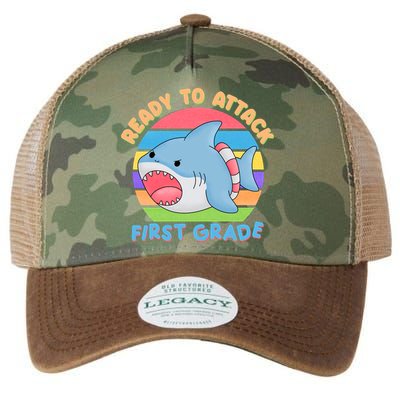 Ready To Attack First Grade Funny Shark Legacy Tie Dye Trucker Hat