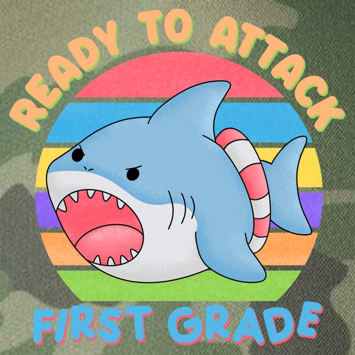 Ready To Attack First Grade Funny Shark Legacy Tie Dye Trucker Hat