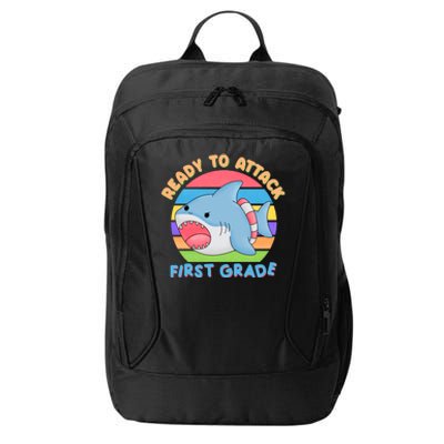 Ready To Attack First Grade Funny Shark City Backpack