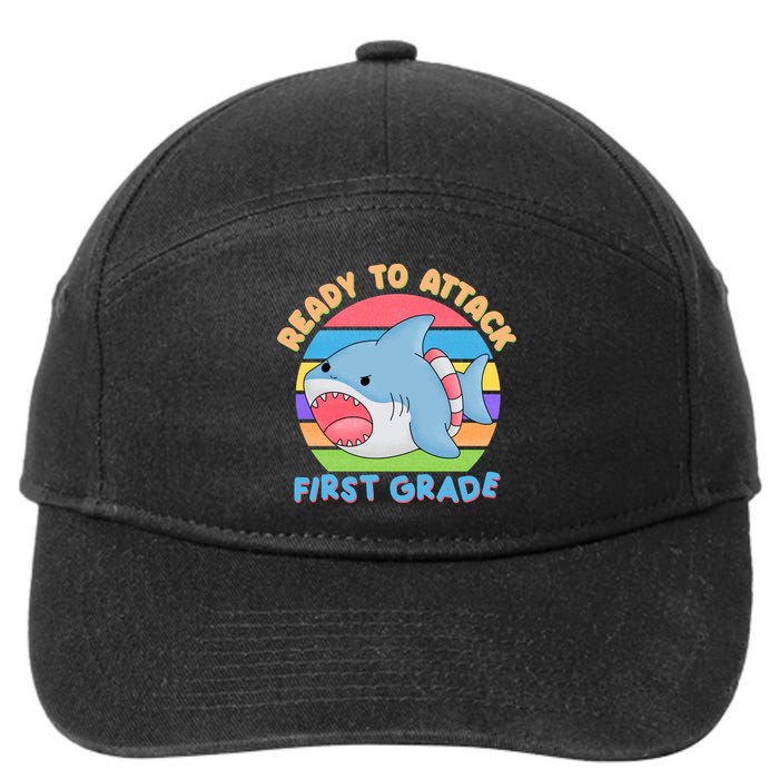 Ready To Attack First Grade Funny Shark 7-Panel Snapback Hat
