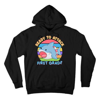 Ready To Attack First Grade Funny Shark Tall Hoodie