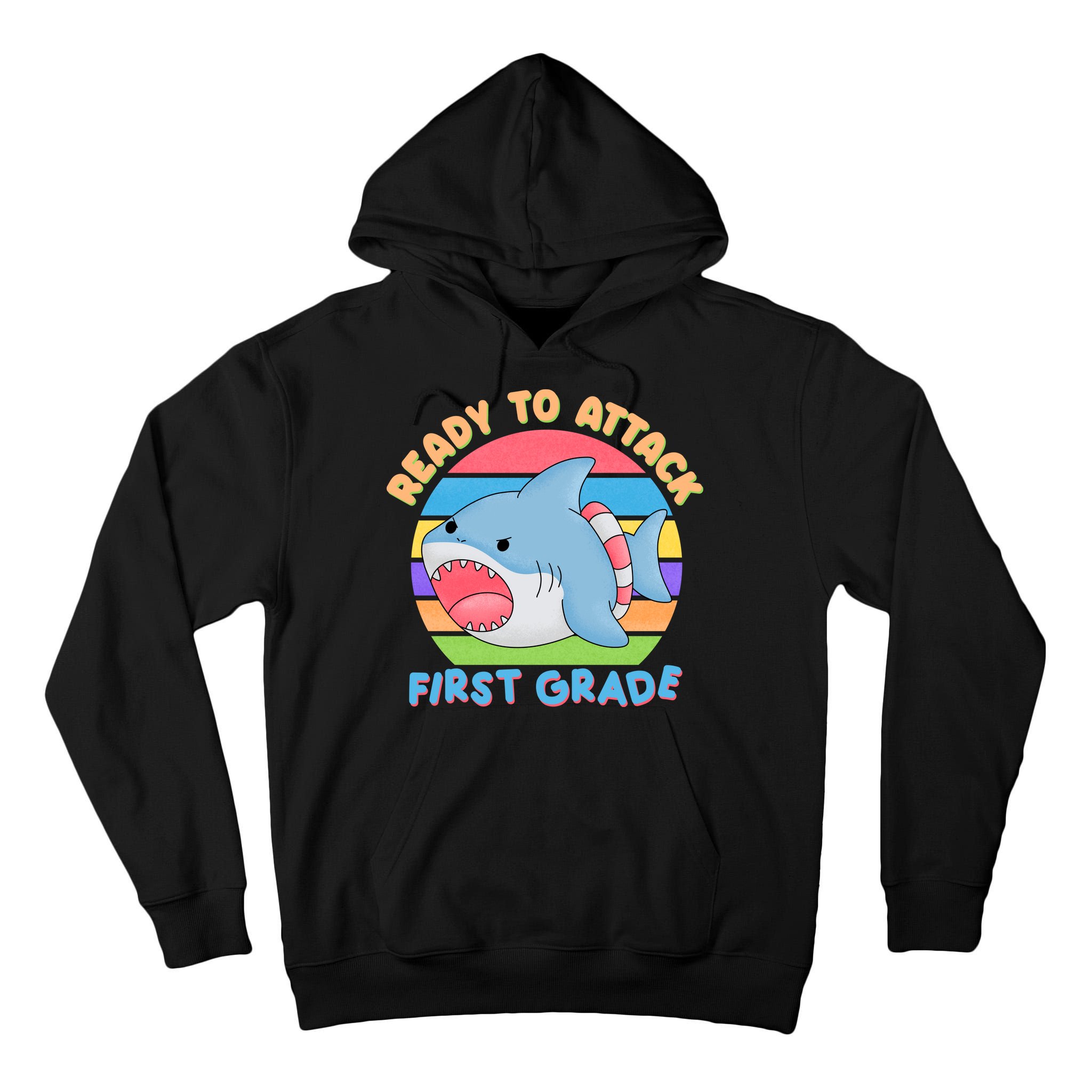 Ready To Attack First Grade Funny Shark Tall Hoodie