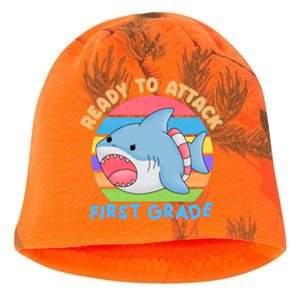 Ready To Attack First Grade Funny Shark Kati - Camo Knit Beanie