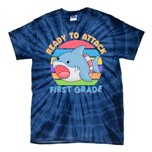 Ready To Attack First Grade Funny Shark Tie-Dye T-Shirt